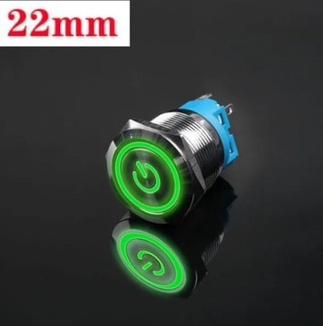 Przycisk przełącznik przyciskowy SPDT On-On metalowy 22mm LED 12V 24V bi