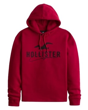 bluza z kapturem Abercrombie Hollister L kangurek czerwona