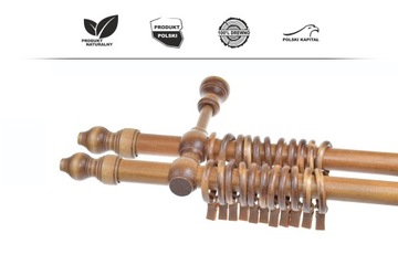 Karnisz Drewniany Podwójny w Kolorze Dąb Karnisze Drewniane 140 cm