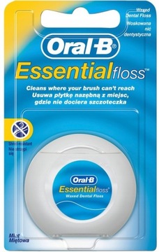 NIĆ DENTYSTYCZNA ORAL-B ESSENTIAL FLOSS WAXED MIĘTOWA WOSKOWANA 50m