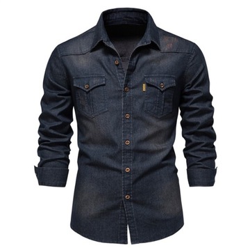 Pánska džínsová košeľa slim fit tmavo modrá