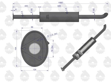 Tłumik prosty długi 1550mm 8kg C-385 ORYGINAŁ URSUS