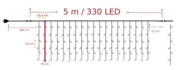 Световая завеса 330LED 5м тёплый белый IP44 Rebel
