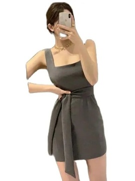 Women Simple Sleeveless Dress Solid Sheath Leisure