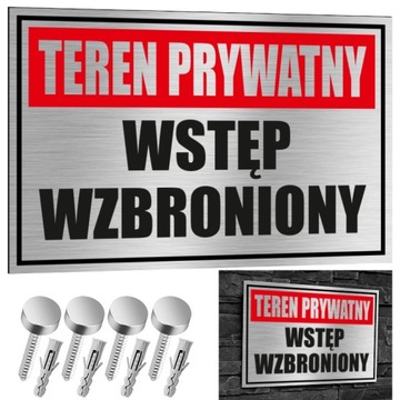 NIERDZEWNA Tabliczka TEREN PRYWATNY - WSTĘP WZBRONIONY 30x20 Aluminium