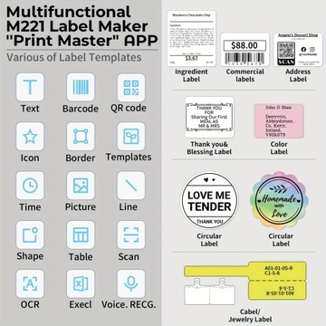 Phomemo Label Maker- With 3pcs Labels M221 Address Label Printer 3 Inch