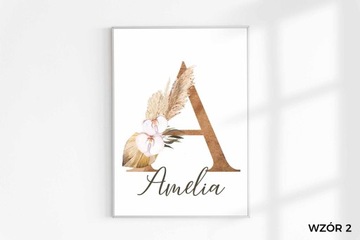 Zestaw 3 plakatów A4 dla dziecka styl boho personalizacja