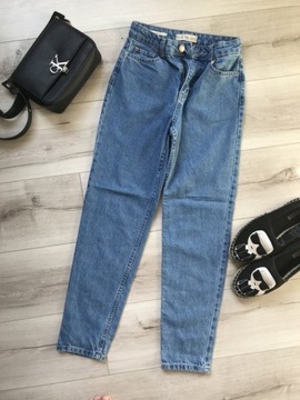 Bershka spodnie wysoki stan MOM JEANS rurki 32