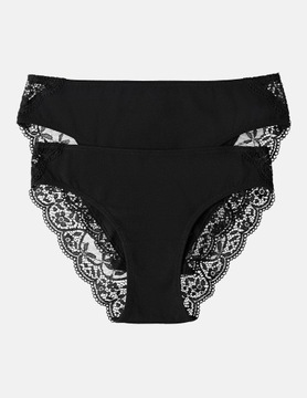 Eleganckie bawełniane figi z koronką Esotiq Perrie -dwupak - M