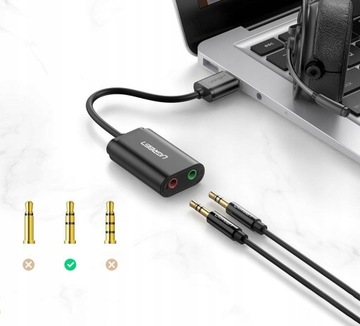 UGREEN USB ЗВУКОВАЯ КАРТА НАУШНИКИ МИКРОФОН 15 СМ