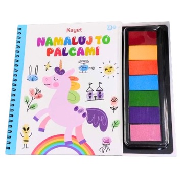 MALOWANIE PALCAMI Namaluj to palcami JEDNOROŻEC Kolorowanka + Farby KAYET