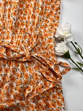 Letnia sukienka przekładana w kwiatuszki asymetryczna maxi 100% wiskoza XL