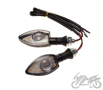 Kierunkowskazy LED 12 diod M10 homologacja czarne