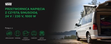 Przetwornica napięcia Newell z czystą sinusoidą - 24 V / 230 V, 1000 W