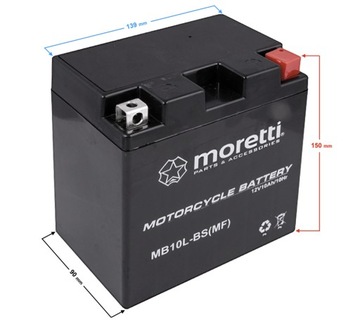 Akumulator żelowy 11Ah MB10L-BS GEL MORETTI skuter