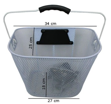 МЕТАЛЛИЧЕСКАЯ КОРЗИНА ДЛЯ ВЕЛОСИПЕДА, БЕЛАЯ ПЕРЕДНЯЯ ЧАСТЬ - ЗАЖИМ