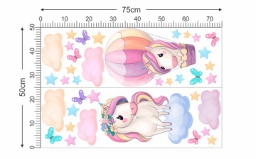 НАКЛЕЙКИ НА НАСТЕНУ С ЕДИНОРОГОМ 50x75см JT