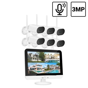 ZESTAW KAMER WIFI Z EKRANEM LCD CAM SET 3MPX AUDIO