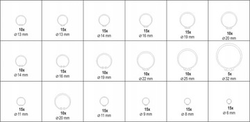 ЩИПЦЫ ДЛЯ ВСТАВОК YATO 4 шт. + КОЛЬЦА ВНЕШНИЕ И ВНУТРЕННИЕ 225 шт. MIX