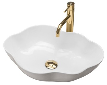 Umywalka nablatowa ceramiczna PEARL biała REA