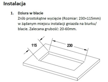 ХОРОШО Выдвижная розетка на столешницу 2x USB 2x 230В ЦИНК + АЛЮМИНИЙ