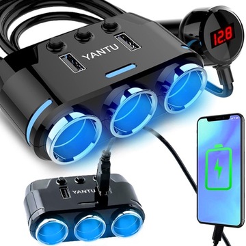 Rozdzielacz Gniazda Zapalniczki 12V 24V Ładowarka Samochodowa QC 2x USB