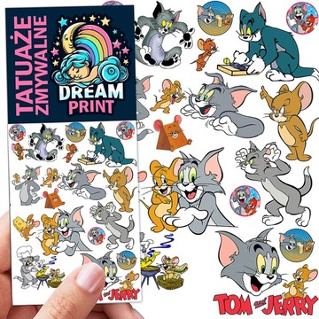 TATUAŻE ZMYWALNE DLA DZIECI DZIECIĘCE TOM AND JERRY WZORY JAKOŚĆ