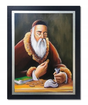 PORTRET ŻYDA Z PIENIĄŻKIEM ŻYD NA SZCZĘŚCIE OBRAZ