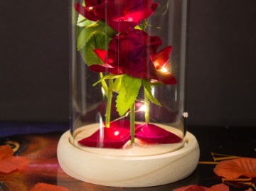 КРАСИВАЯ ИСКУССТВЕННАЯ РОЗА ВЕЧНЫЕ РОЗЫ В СТЕКЛЕ ПОДАРОК ЖЕНСКИЙ ДЕНЬ ДЕНЬ РОЖДЕНИЯ