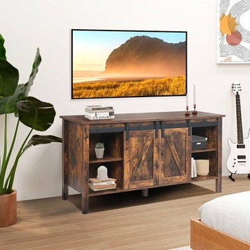 Szafka RTV Komoda Telewizor retro 120 cm rustykalna brązowo-czarna