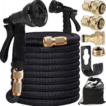 САДОВЫЙ ШЛАНГ ABS 7,5 м, РАЗДВИЖНОЙ, ГИБКИЙ + ПИСТОЛЕТ + ЛАТУННЫЕ СОЕДИНИТЕЛИ