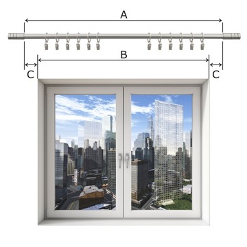 Двойной металлический карниз 19 мм 240 см без колесиков