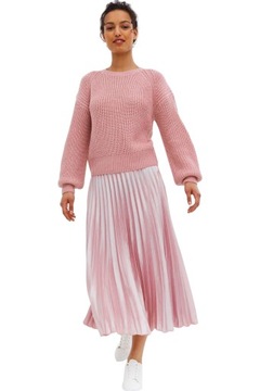 New Look Kobiecy Modny Luźny Dzianinowy Różowy Sweter Oversize M 38