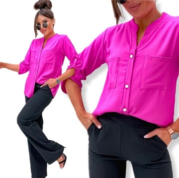 БЛУЗКА ЖЕНСКАЯ ЭЛЕГАНТНАЯ, РУБАШКА СВОБОДНАЯ, ПУГОВИНЫ ПРОИЗВОДИТЕЛЬ PL ЦВЕТА РАЗМЕРЫ