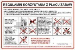 REGULAMIN KORZYSTANIA Z PLACU ZABAW 500x330mm PVCS