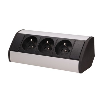 Gniazdo meblowe 3x2P+Z, czarno-srebrne