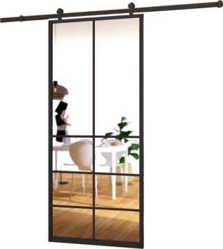 Drzwi Szklane Przesuwne 95cm System Loft Lustro 4D