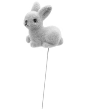 KRÓLICZEK WIELKANOCNY NA PIKU SZARY DEKORACJA DO STORIKA 28cm