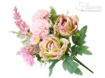 БУКЕТ ИСКУССТВЕННЫХ ЦВЕТОВ СМЕШАННОЕ ФЛОРИСТИЧЕСКОЕ УКРАШЕНИЕ 34СМ РАЗЛИЧНЫЕ ЦВЕТЫ