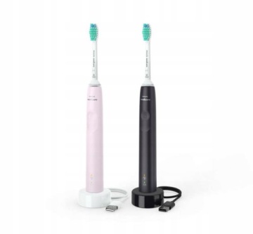 2 шт. Philips Sonicare 3100 звукова зубна щітка C1 чорна і рожева HX3675/15