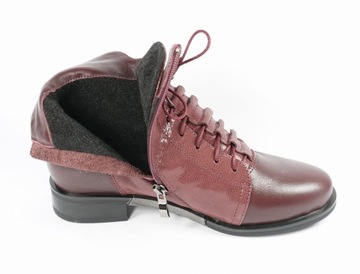 Skórzane damskie Predo 11319 L08 bordo filc r38