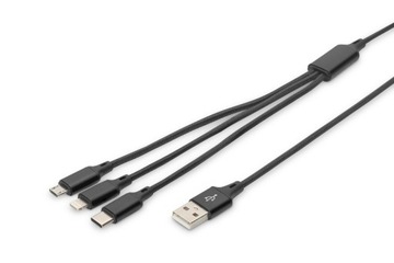 Kabel USB 3w1 USB-C + Lightning + microUSB-B 1m