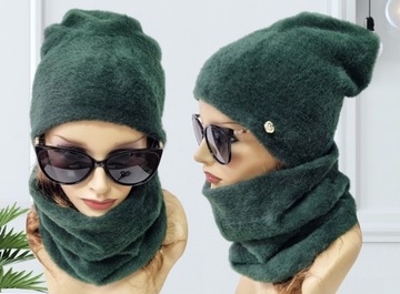 ТЕПЛЫЙ КОМПЛЕКТ ШАПКА + ЮБКА АЛЬПАКА ТРУБА А34