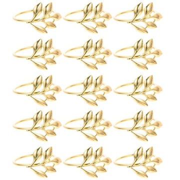 КОЛЬЦА ДЛЯ САЛФЕТОК ЗОЛОТЫЕ ЛИСТЬЯ НЕЖНЫЕ 15 ШТ.