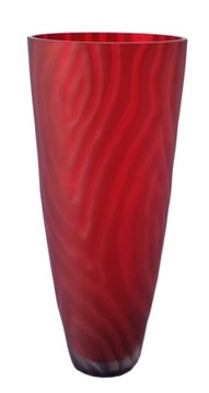 Matowy, czerwony wazon szklany, hand made