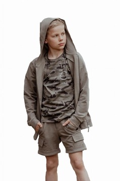 Bluza z kapturem khaki All For Kids 128 / 134