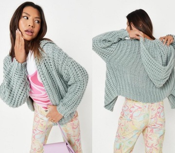 MISSGUIDED SZAŁWIOWY PLECIONY KARDIGAN (38/40)