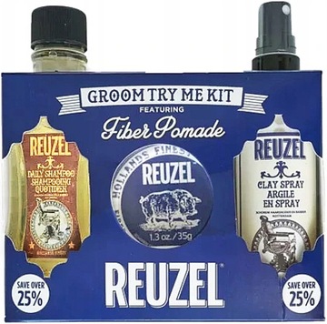 Reuzel Zestaw Fiber - Szampon Pomada Spray idealny na prezent dla mężczyzny