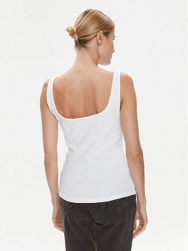 Top biały prążkowany na grubszych ramiączkach Calvin Klein Jeans XL