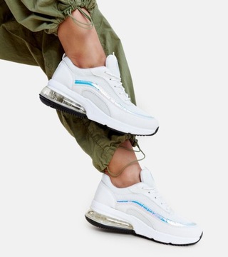 Hers Sportowe buty damskie białe z hologramem sneakersy r. 38